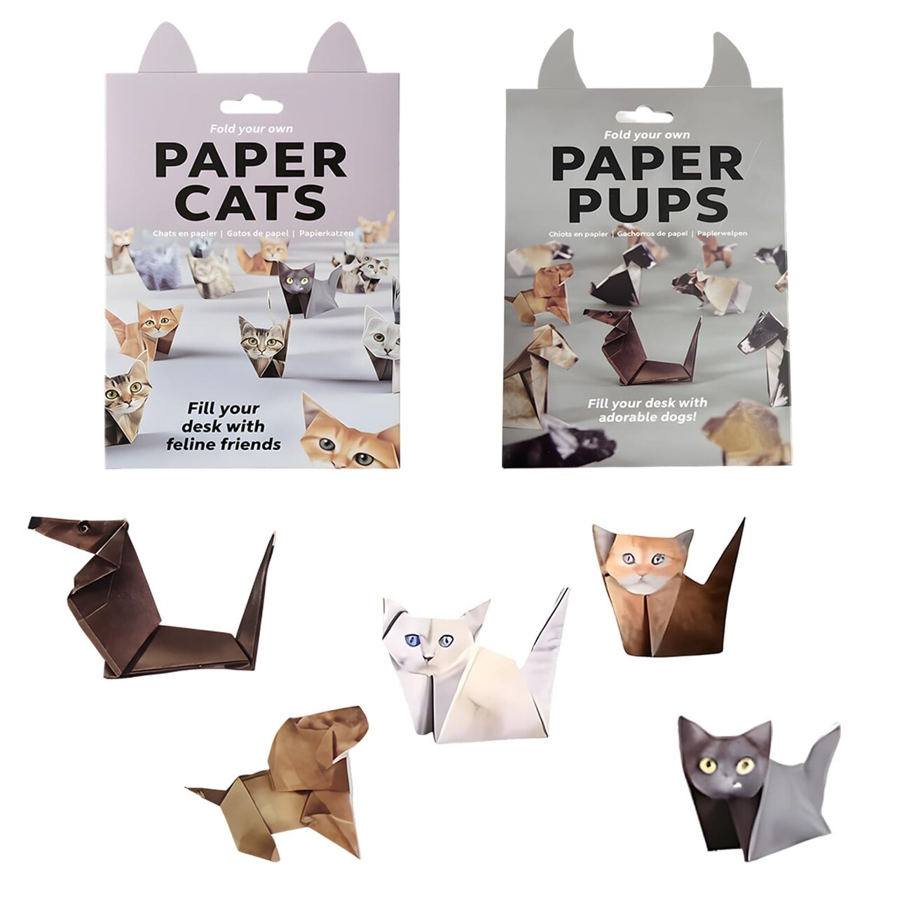 100PCS Paper Cats Origami, Paper Cats, Origami Cats DIY Origami Paper Craft Kit with 50 Sheets to Fold Cute Cat and Dog Figures, Perfect for Desk Decoration, Home Ornament, and Gift for Animal Lovers